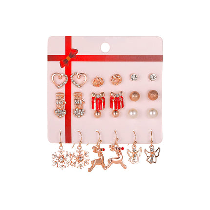 Santa Claus Oil Drip Earrings Bell Christmas Tree Earrings 12pcs
