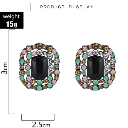 Aretes rectangulares personalizados coloridos con diamantes de imitación