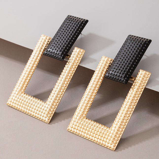 Rectangular Creative Gold Frosted Stud Earrings