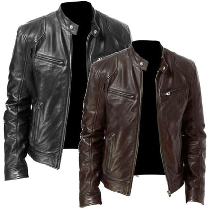 Wholesale Men's Plus Size Stand Collar Punk Leather Jacket