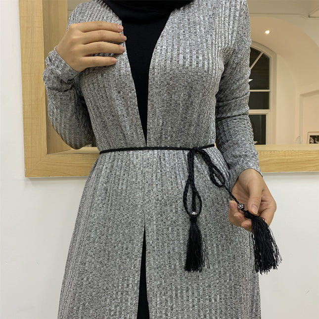 Fall Winter Muslim Ladies Long Sleeve Knitted Sweater Coat Robe