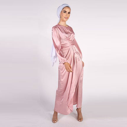 Venta al por mayor Vestido de túnica de Dubái con correa de dos piezas falsas para damas