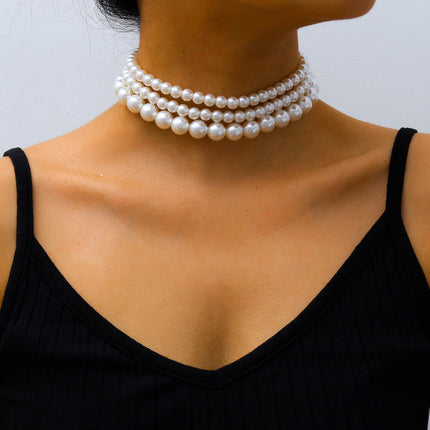 Wholesale Fashion Boho Layered Choker Choker Pearl Necklace