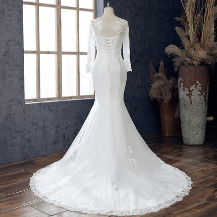 Wholesale Lace Sequin Waist Neck Wedding Dress Mermaid Wedding Dress