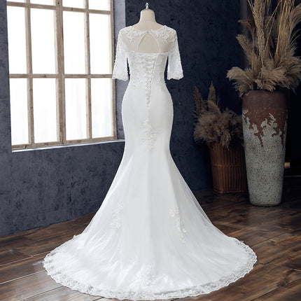 Wholesale Bridal Slim Sleeve Off Shoulder Mermaid Light Wedding Dress