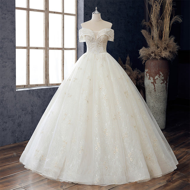 Wholesale Bride Off Shoulder Length Mid Waist Wedding Dress