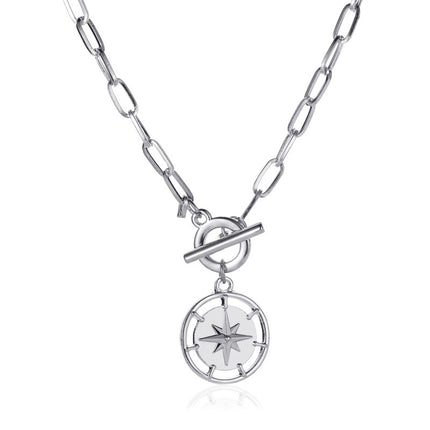 Personalized OT Buckle Necklace Thick Chain Starburst Necklace