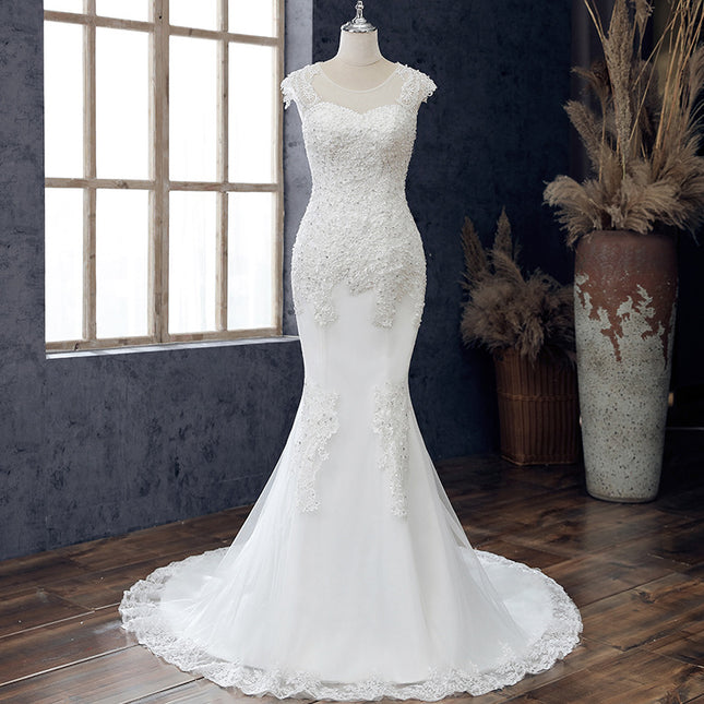 Brauthochzeits-einfaches Spitze-Nixe-schleppendes Hochzeits-Kleid