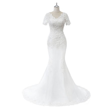 Wholesale Bridal Mermaid Tail Trailing V Neck Slim Light Wedding Dress