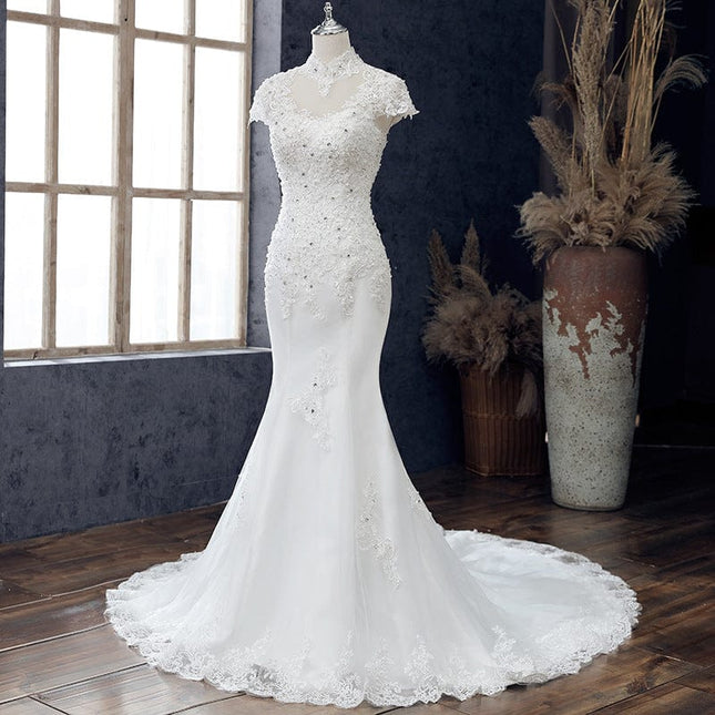 Großhandelsbraut schulterfreies französisches Meerjungfrau-Hochzeitskleid