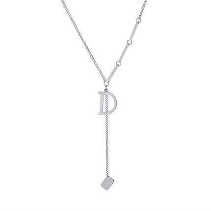Letter D Pendant Non-fading Middle Length Necklace