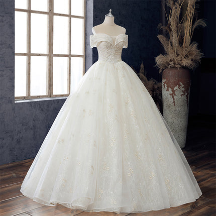 Wholesale Bride Off Shoulder Length Mid Waist Wedding Dress