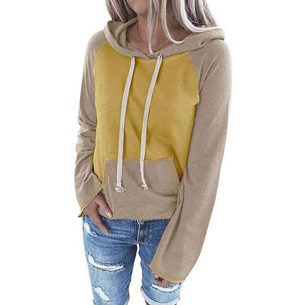 Wholesale Women's Autumn Long Sleeve Color Blocking Casual Hoodies