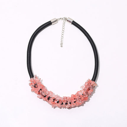 Wholesale Women's Bohemian Gravel Crystal Shell Short Necklace