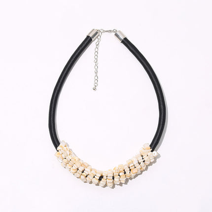 Wholesale Women's Bohemian Gravel Crystal Shell Short Necklace
