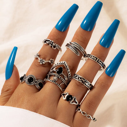 Water Drop Geometric Women's Joint Tail Ring Combination Set Ring