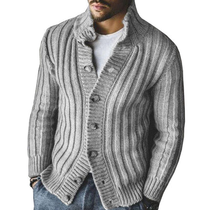 Chaqueta de suéter casual de manga larga con solapa de un solo pecho para hombre
