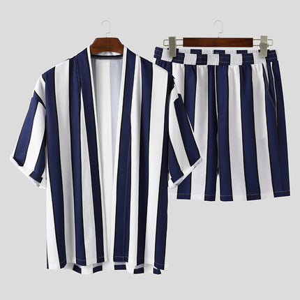 Wholesale Men's Summer Casual Short Sleeve Shirt Shorts Two Pieces Set