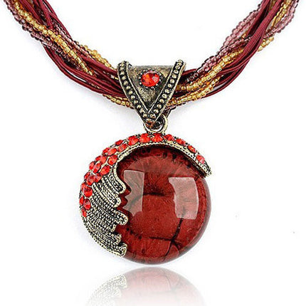 Wholesale Women's Bohemian Vintage Rice Jewelry Necklace Sweater Chain