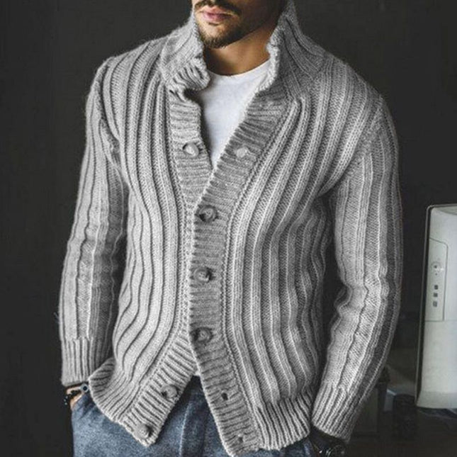 Chaqueta de suéter casual de manga larga con solapa de un solo pecho para hombre