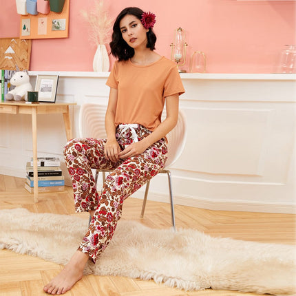 Women's Pajamas Print Short Sleeve Pants Homewear Set
