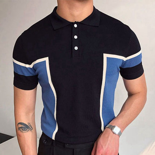 Stitching Kurzärmliges, schmales Business-Poloshirt aus Strick für Herren