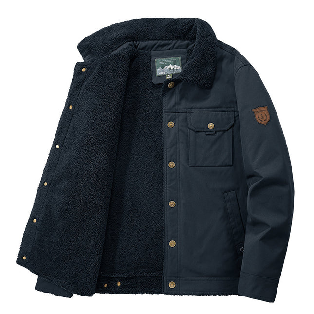 Wholesale Men's Casual Fleece Thickened Jacket Lapel Fleece Jacket