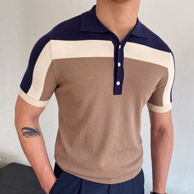 Kurzärmliges, kontrastfarbenes, schmales Poloshirt für Herren