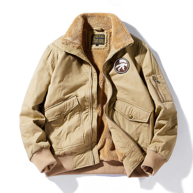 Wholesale Men's Winter Sherpa Plush Thickened Large Lapel Jacket