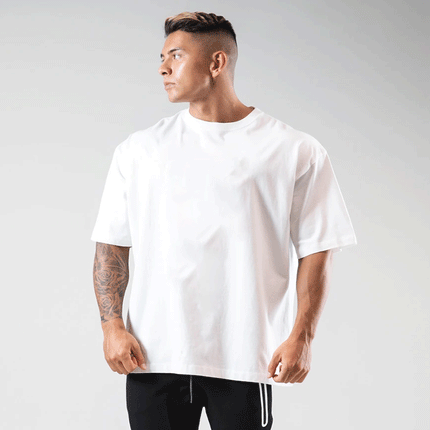 Camiseta de manga corta holgada deportiva informal con cuello redondo para hombre
