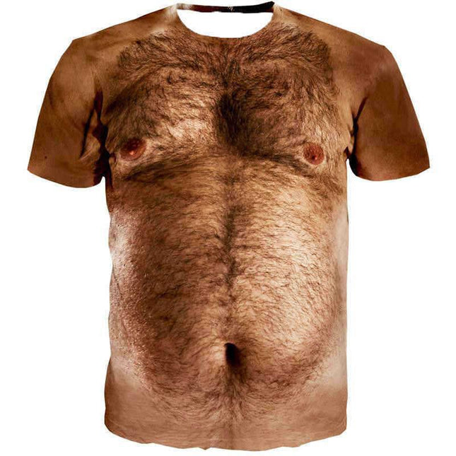 Camiseta informal de manga corta con estampado 3d de músculo de verano para hombre