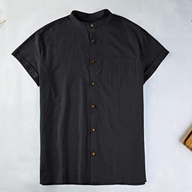 Wholesale Men's Loose Solid Color Cotton Linen Thin Shirt