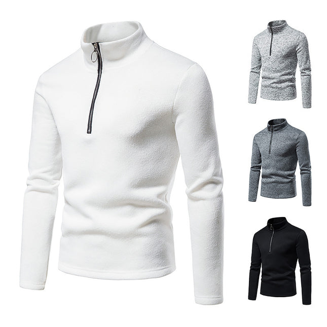 Wholesale Men's Sweatshirt Front Zipper Solid Color Turtleneck Jacket