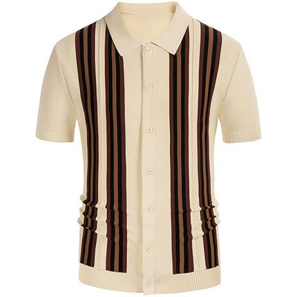 Wholesale Men's Summer Striped Short Sleeve Jacquard Business Polo Shirt