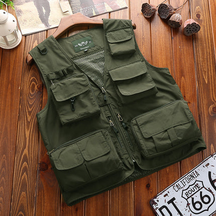 Wholesale Men's Outdoor Quick Dry Mesh Multi Pocket Plus Size Vest