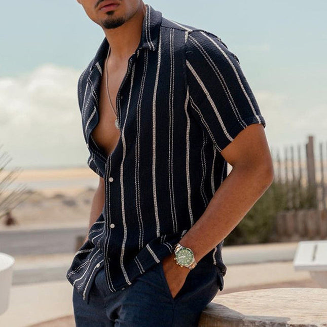 Wholesale Men's Summer Printed Hawaiian Beach Short Sleeve Cardigan Shirt