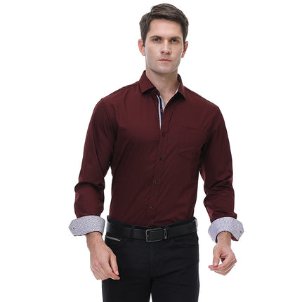 Camisas de manga larga sin planchar de fibra de bambú para hombres
