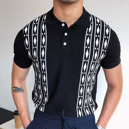 Wholesale Men's Summer Casual Short Sleeve Jacquard Lapel Polo Shirt