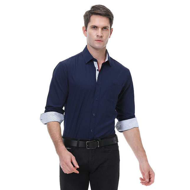 Camisa de manga larga de negocios sin planchar para hombres de moda
