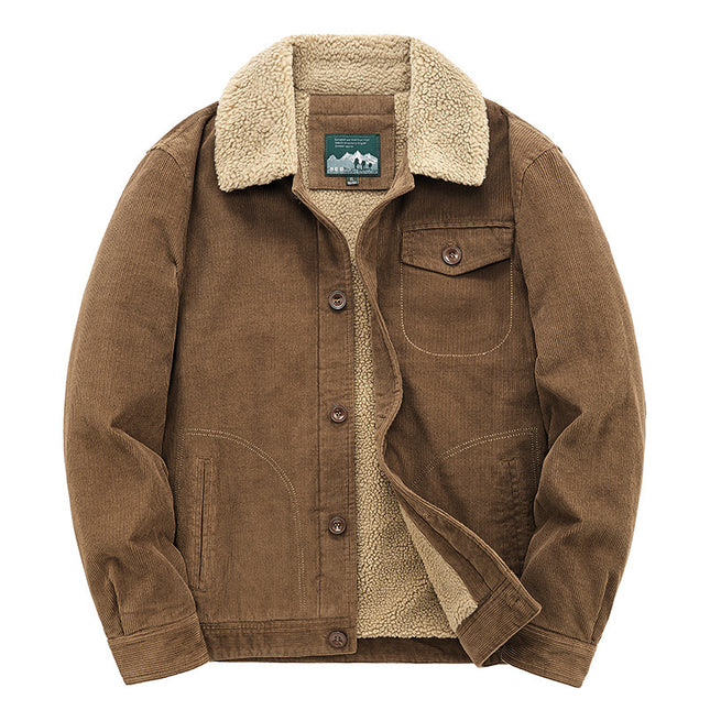 Wholesale Men's Fall Winter Plush Thick Sherpa Coat Casual Corduroy Jacket