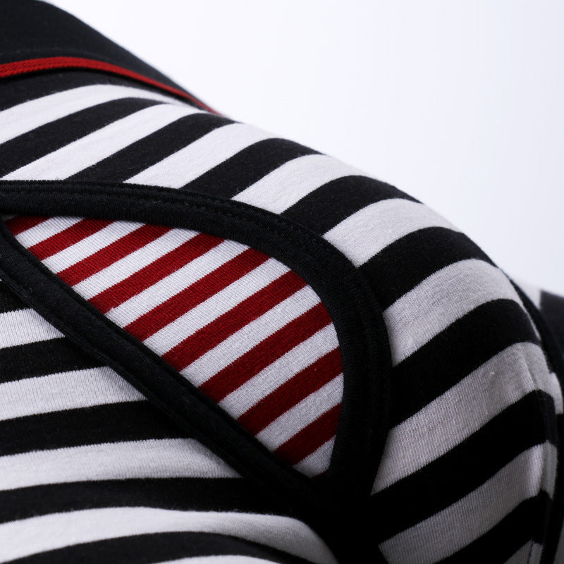 Wholesale Men's Comfortable Breathable Striped Briefs Long Length Boxer