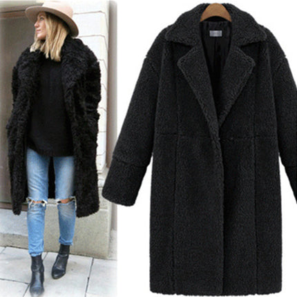 Wholesale Ladies Winter Cashmere Solid Color Thick Mid-Long Wool Coat