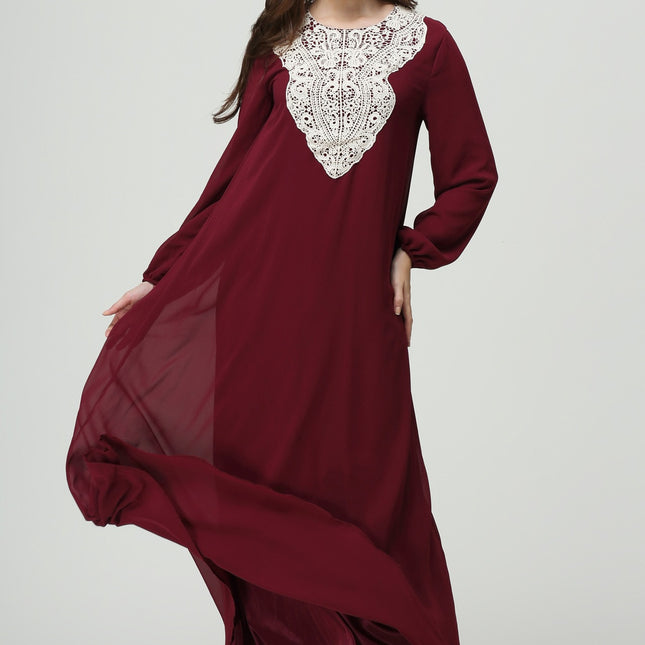 Vestido de talla grande árabe de Malasia con apliques en el pecho para mujer al por mayor