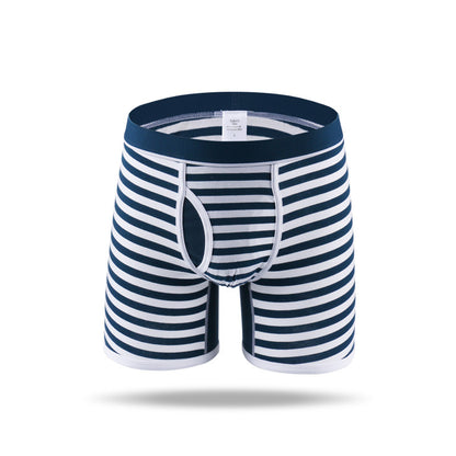 Wholesale Men's Comfortable Breathable Striped Briefs Long Length Boxer