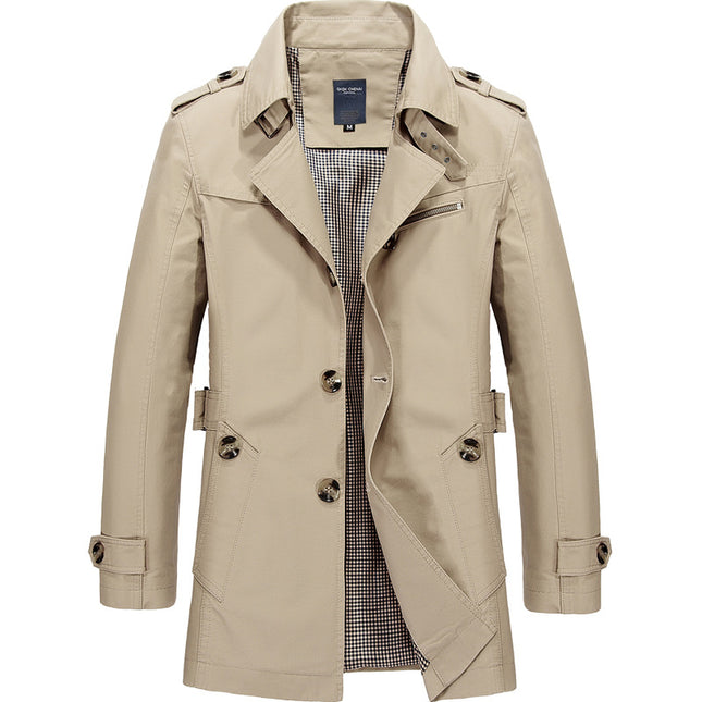 Herren-Baumwolljacke, große Größe, mittellange Jacke, einfarbiger Mantel