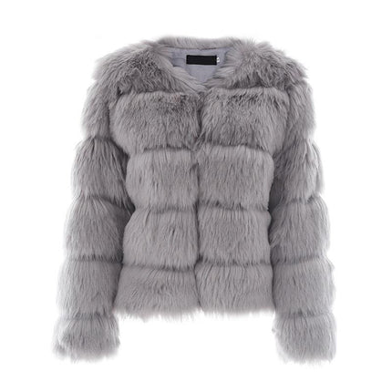 Wholesale Ladies Fashion Warm Slim Fox Fur Faux Coat