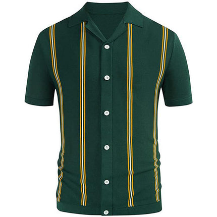 Wholesale Men's Summer Striped Knitwear Lapel Short Sleeve Polo Shirt