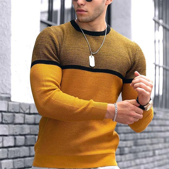 Wholesale Men's Spring Autumn Casual Plus Size T-Shirt Round Neck Knitwear Tops
