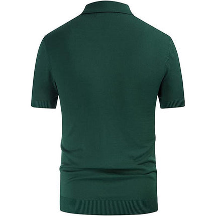 Wholesale Men's Summer Green Striped Short Sleeve Slim Business Polo Shirt