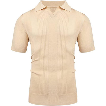 Wholesale Men's Casual Solid Color Lapel Short Sleeve Slim Fit Polo Shirt